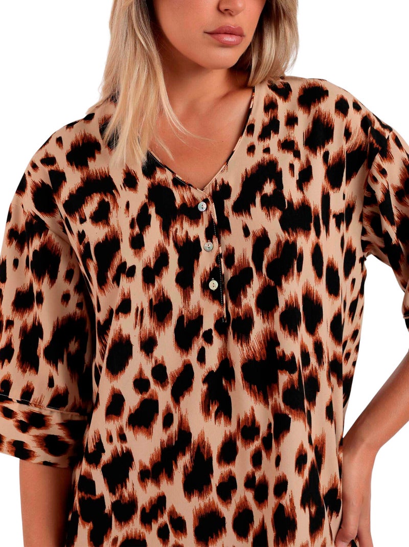 Tunique de plage demi-manches Big Skin Multicolore - Kiabi