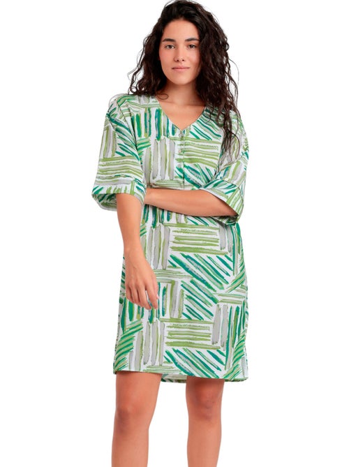 Tunique de plage demi-manches Green Summer - Kiabi