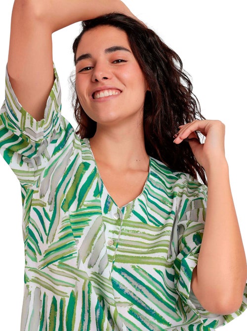 Tunique de plage demi-manches Green Summer - Kiabi