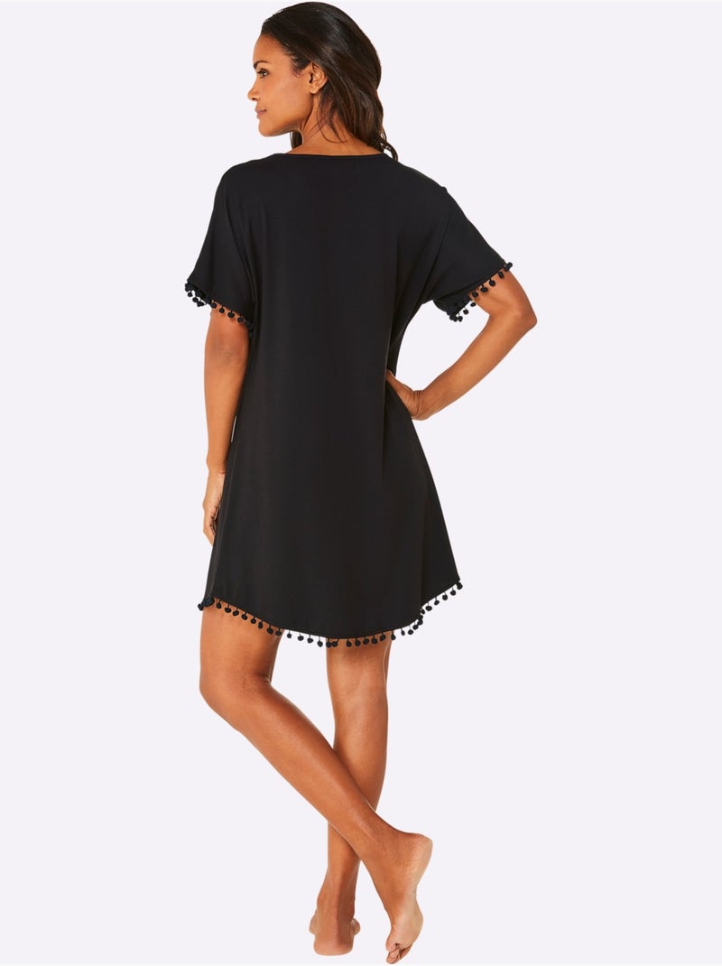 Tunique De Plage Jersey Fin - Taille Standard - Witt Noir - Kiabi