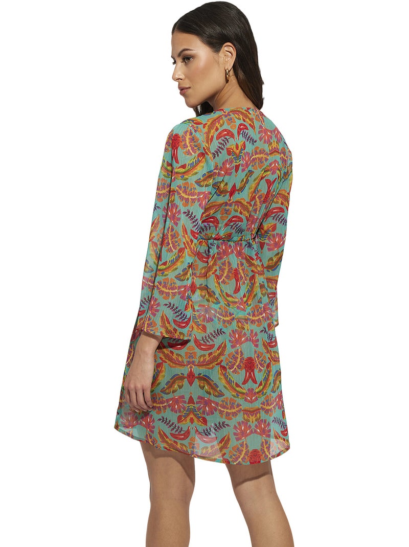 Tunique de plage manches longues Polinesia Bleu turquoise - Kiabi