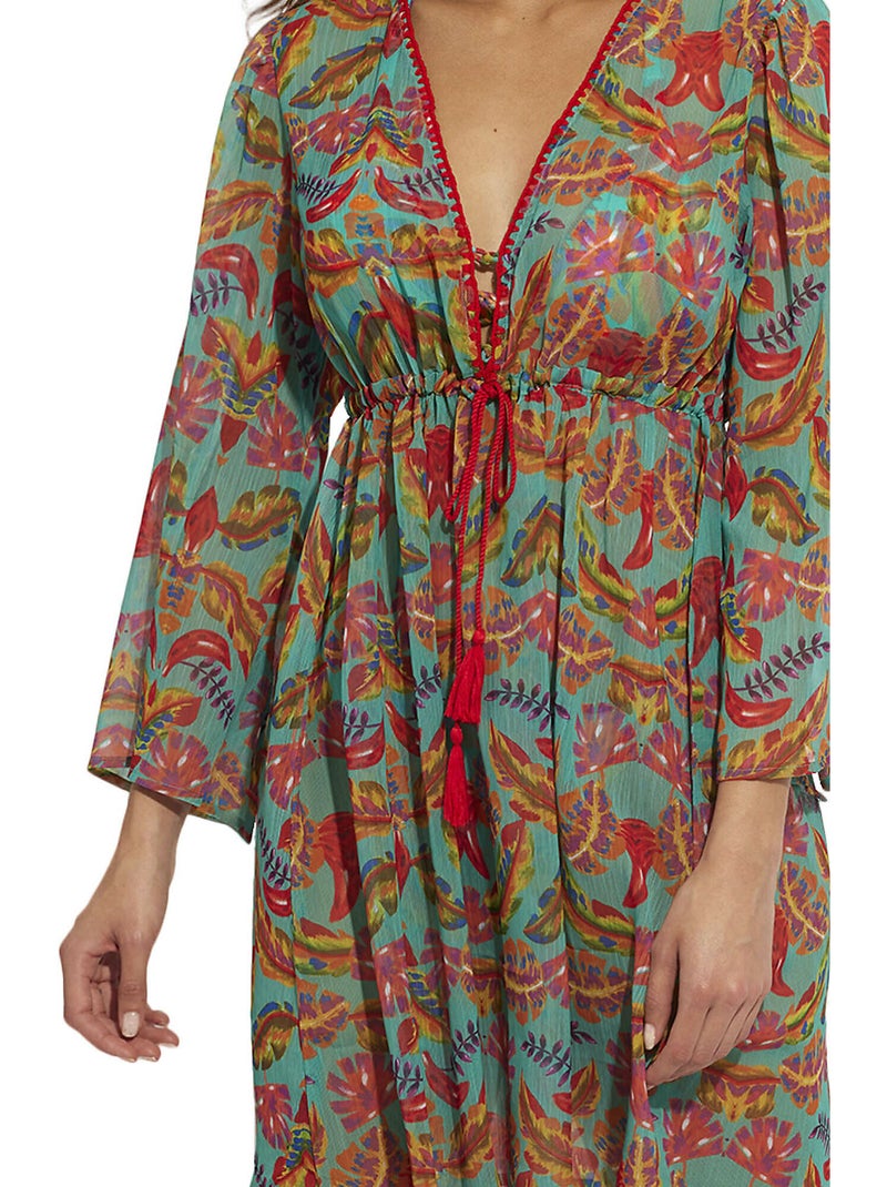 Tunique de plage manches longues Polinesia Bleu turquoise - Kiabi