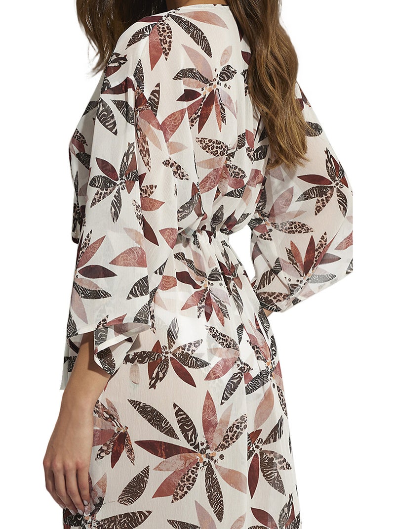 Tunique de plage manches trois-quarts Jamaica Blanc - Kiabi