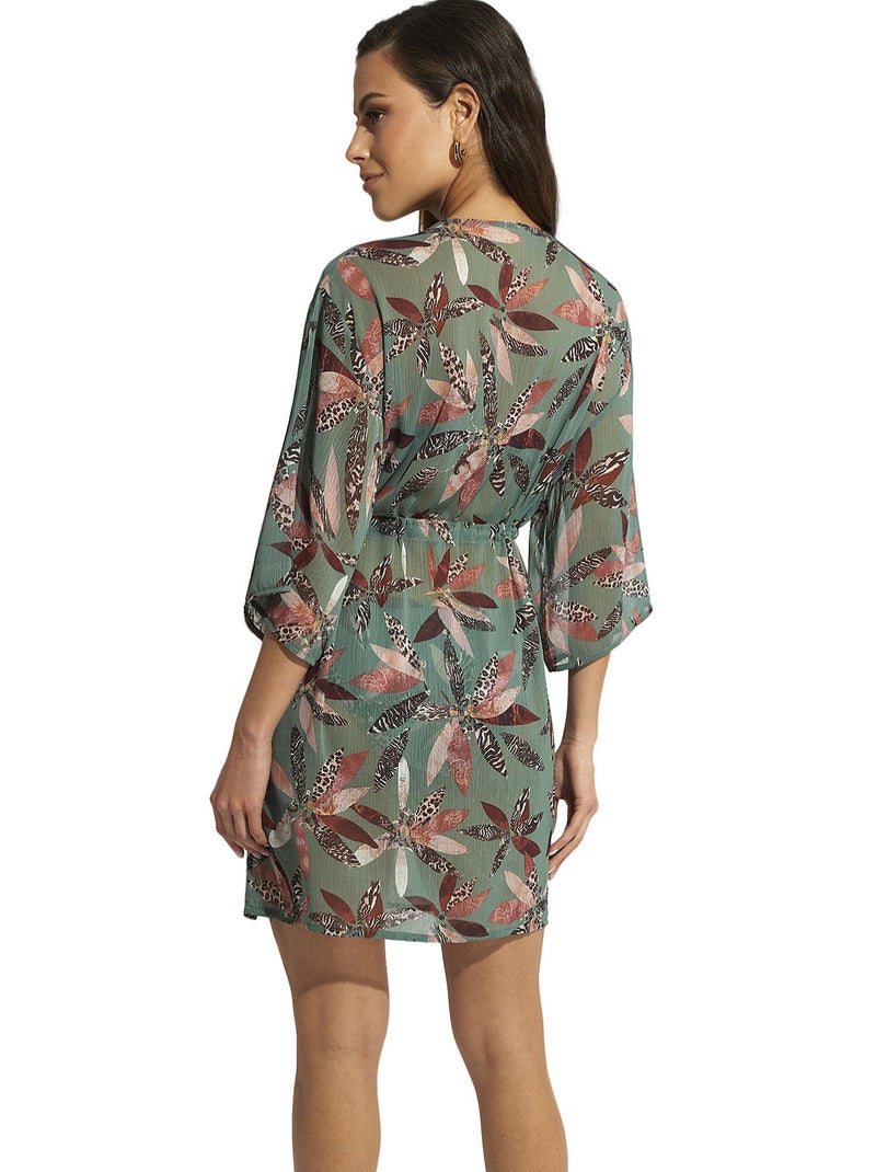 Tunique de plage manches trois-quarts Jamaica Vert - Kiabi