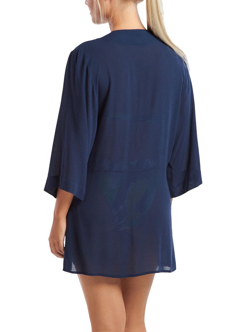 Tunique de plage manches trois-quarts Panama Bleu - Kiabi