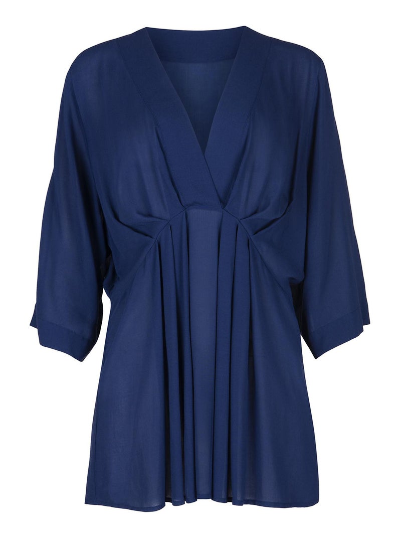 Tunique de plage manches trois-quarts Panama Bleu - Kiabi