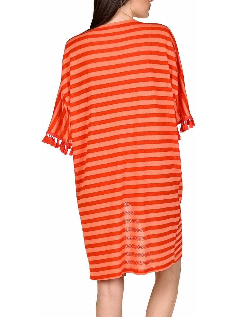 Tunique de plage ouverte manches demi Itala Marina Rouge - Kiabi