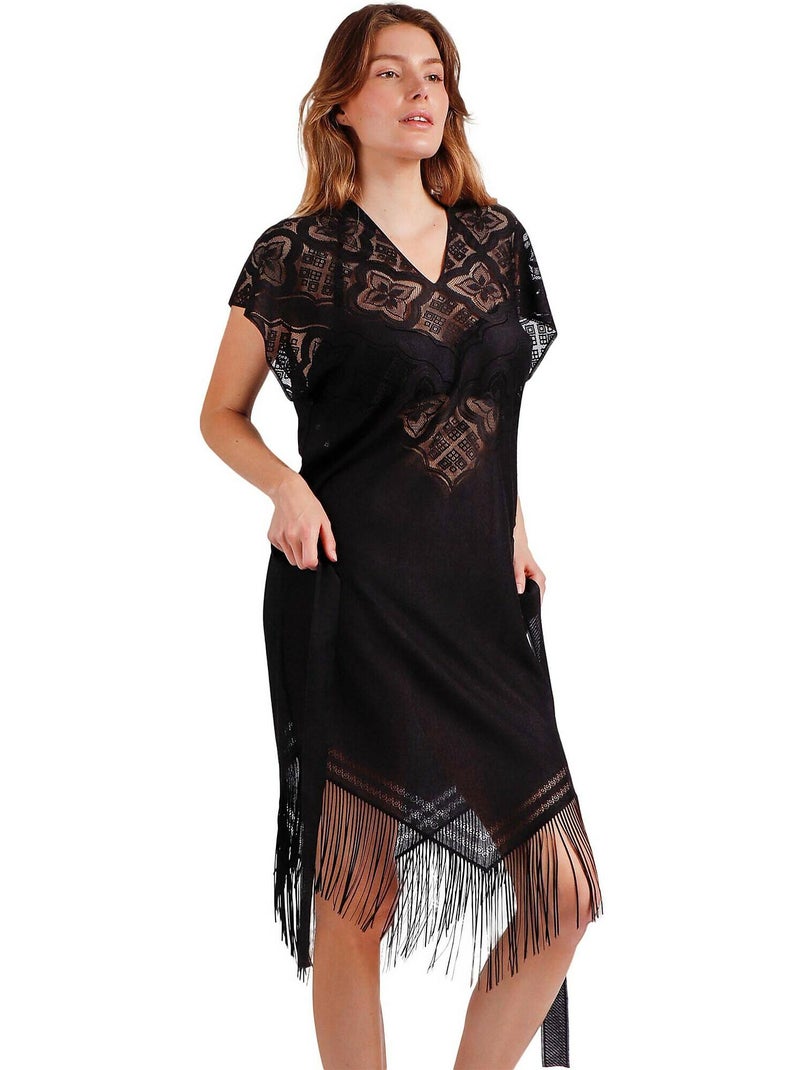 Tunique de plage Sunset Palm Noir - Kiabi