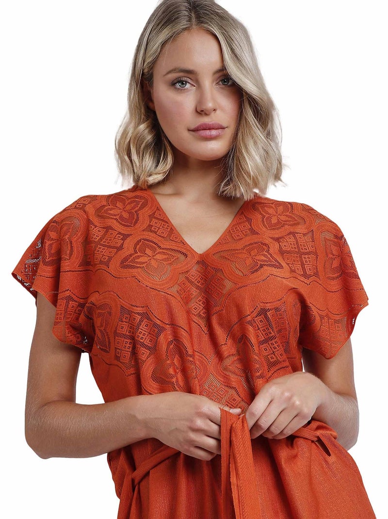 Tunique de plage Sunset Palm Orange - Kiabi