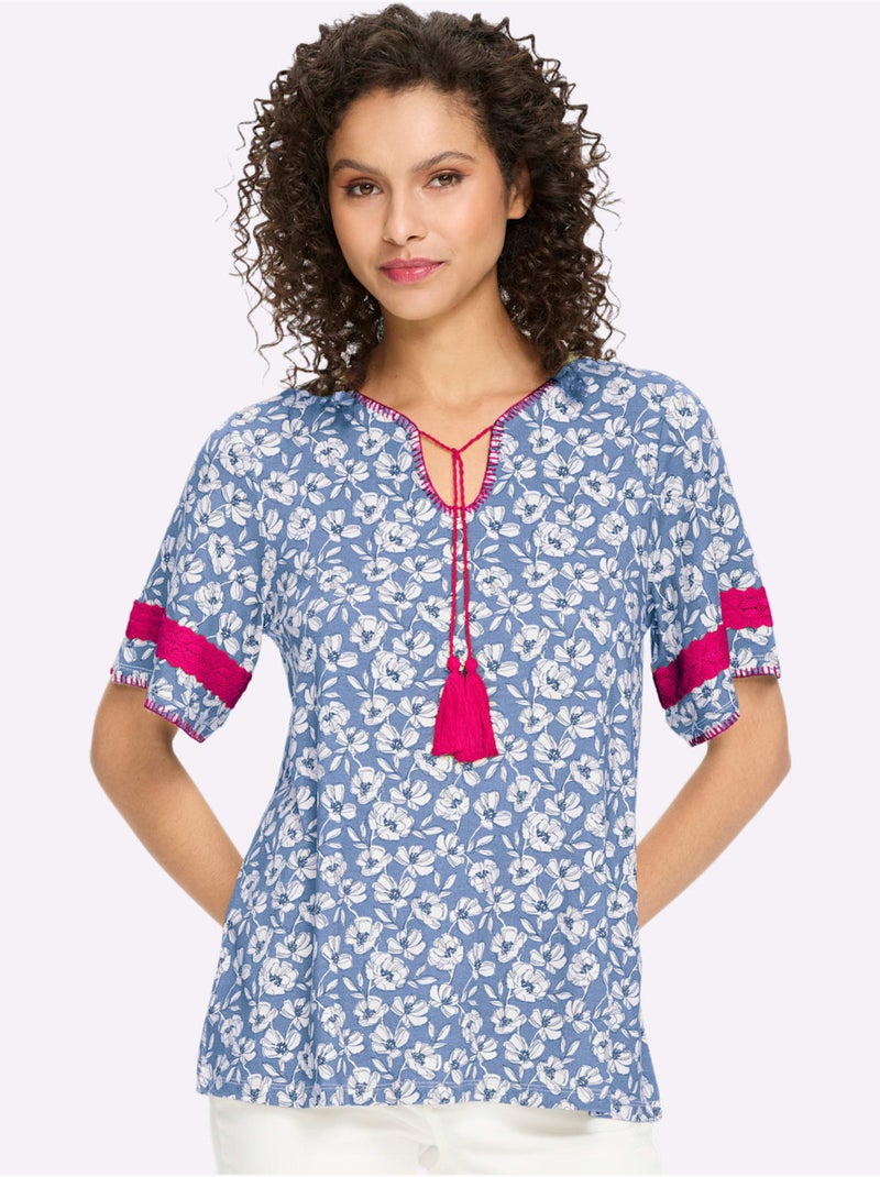 Tunique Détails Contrastés - Taille Standard - Helline Bleu Ecru - Kiabi