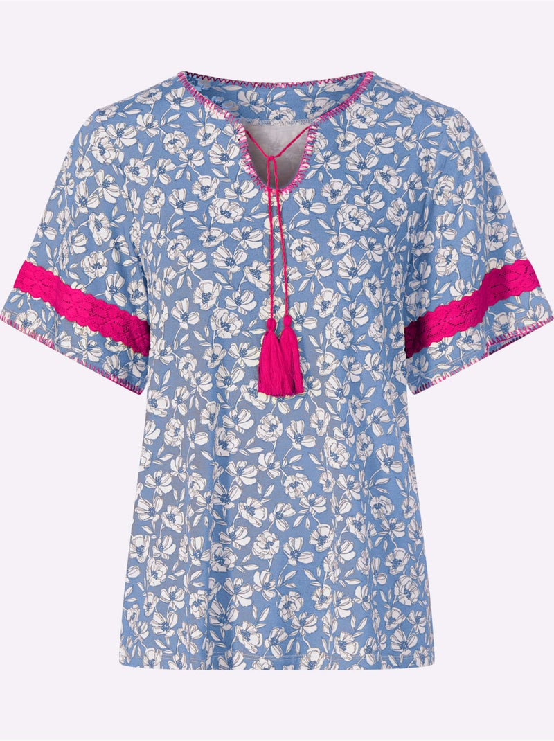 Tunique Détails Contrastés - Taille Standard - Helline Bleu Ecru - Kiabi