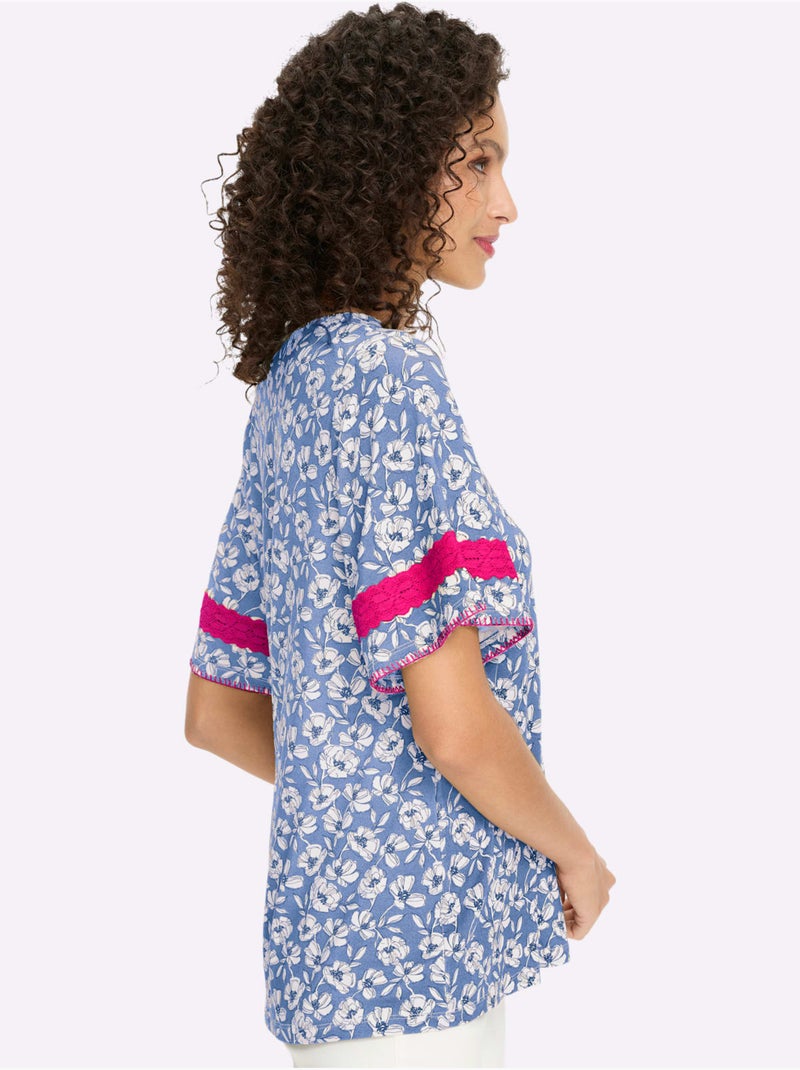 Tunique Détails Contrastés - Taille Standard - Helline Bleu Ecru - Kiabi