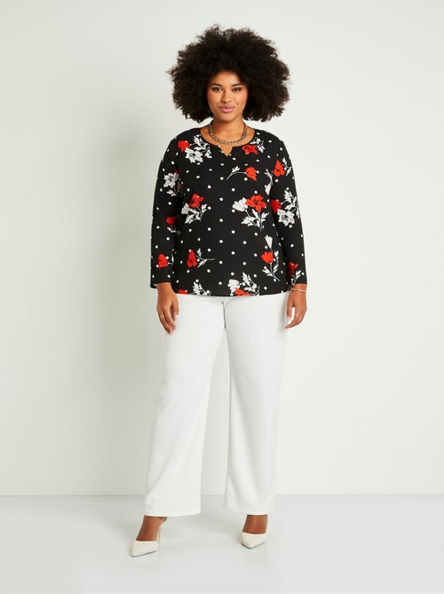 Tunique droite courte fleurie - Kiabi