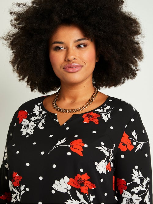 Tunique droite courte fleurie - Kiabi