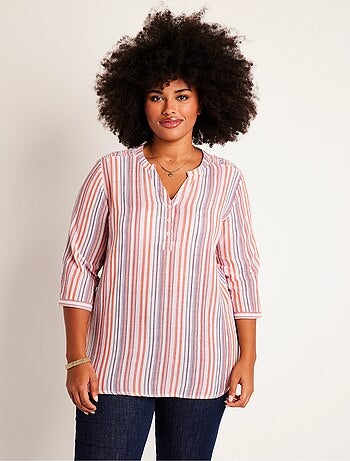 Tunique droite longue rayée brillant - Afibel