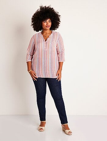 Tunique droite longue rayée brillant - Afibel