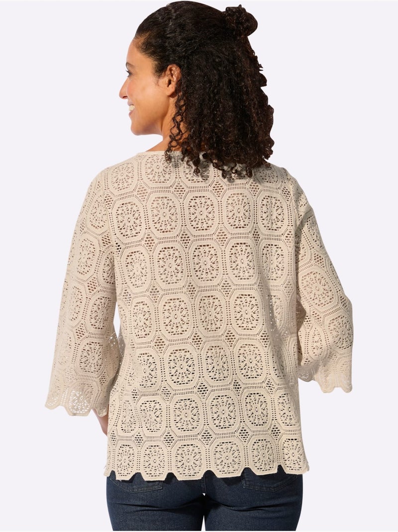 Tunique En Dentelle 80% Coton - Taille Standard - Witt Sable - Kiabi