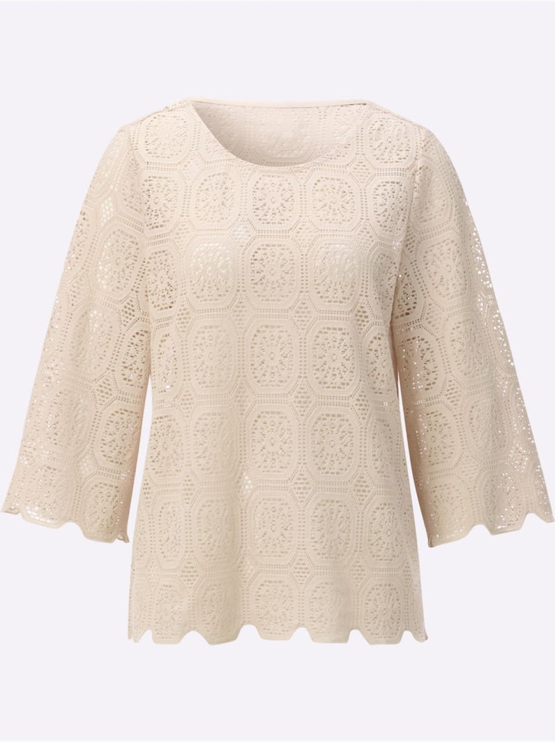 Tunique En Dentelle 80% Coton - Taille Standard - Witt Sable - Kiabi