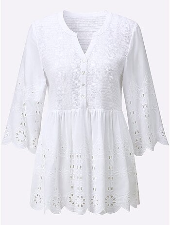 Tunique en dentelle avec col V et manches évasées - Taille standard - Witt