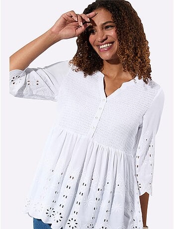 Tunique en dentelle avec col V et manches évasées - Taille standard - Witt