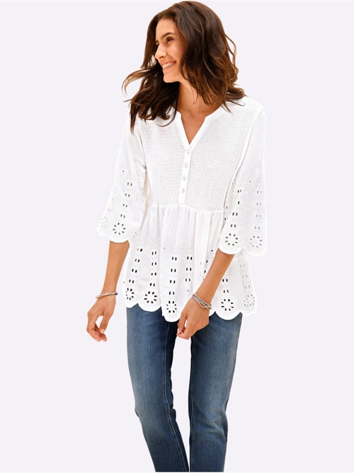 Tunique en dentelle avec col V et manches 3/4 - Taille standard - Witt - Kiabi Tunique en dentelle avec col V et manches 3/4 - Taille standard - Witt - Kiabi