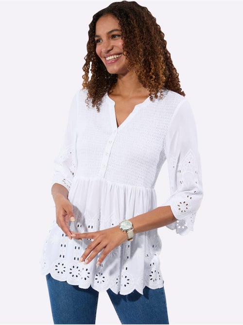 Tunique en dentelle avec col V et manches 3/4 - Taille standard - Witt - Kiabi Tunique en dentelle avec col V et manches 3/4 - Taille standard - Witt - Kiabi