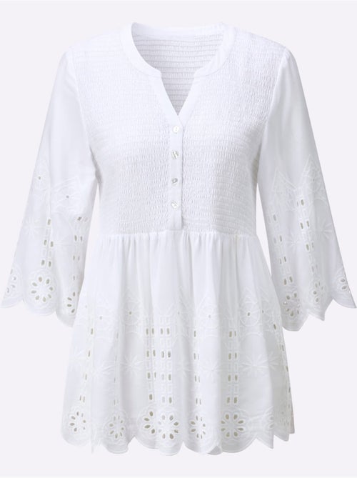 Tunique en dentelle avec col V et manches 3/4 - Taille standard - Witt - Kiabi Tunique en dentelle avec col V et manches 3/4 - Taille standard - Witt - Kiabi