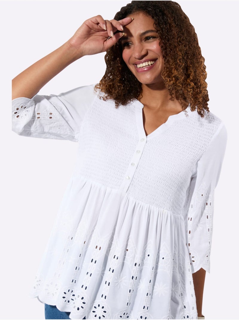 Tunique En Dentelle Pure Viscose - Taille Standard - Witt Blanc - Kiabi