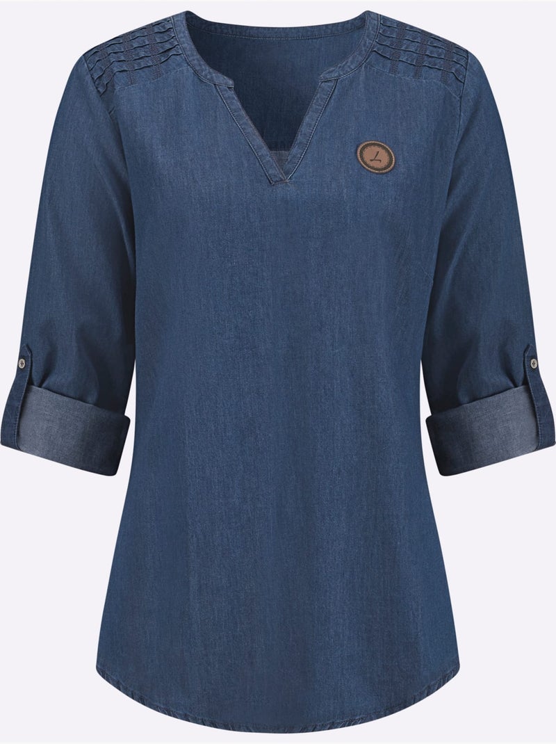 Tunique en jean pur coton - taille standard - witt Bleu Blanc - Kiabi