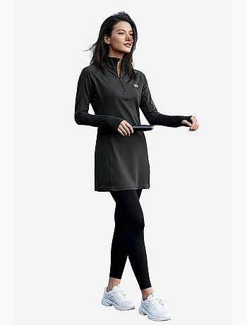 Tunique en maille à manches longues avec demi-col montant et zip tommy
