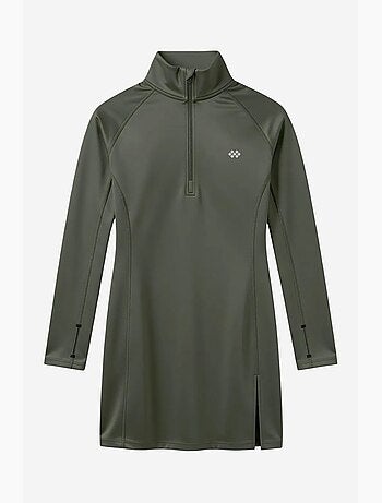 Tunique en maille à manches longues avec demi-col montant et zip tommy