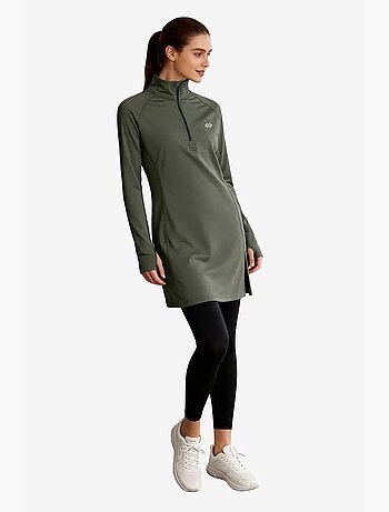 Tunique en maille à manches longues avec demi-col montant et zip tommy