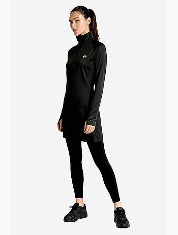 Tunique en maille à manches longues avec demi-col montant et zip tommy