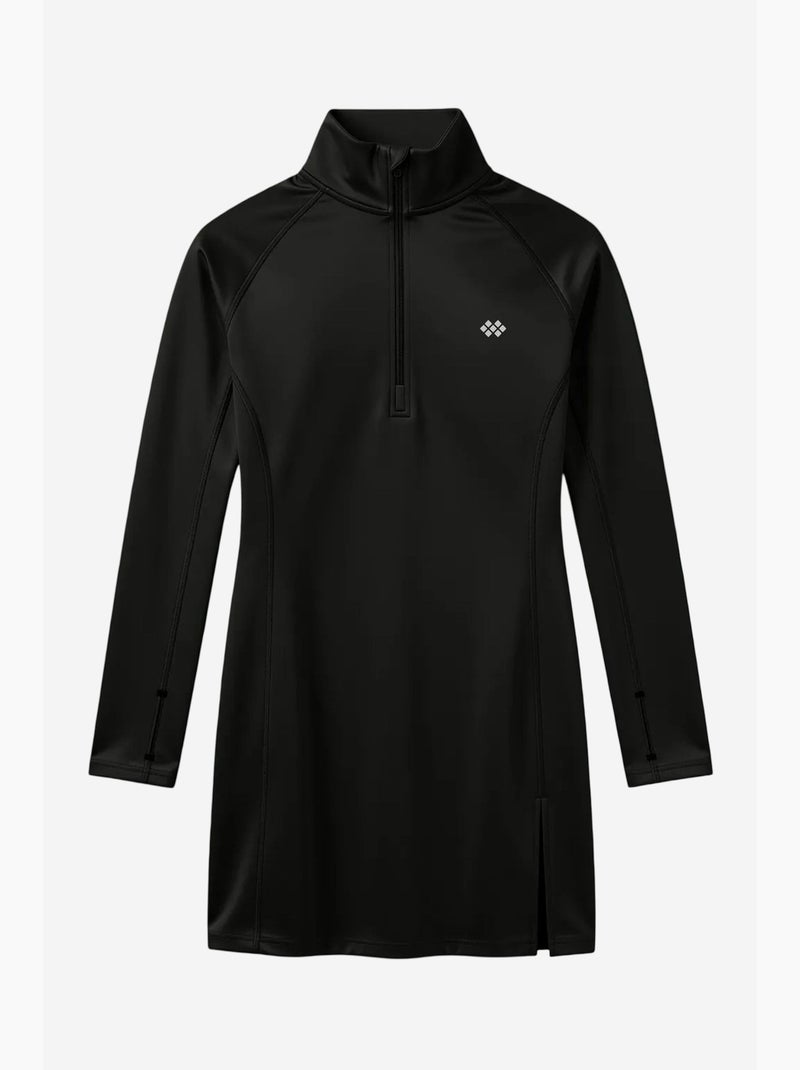 Tunique en maille à manches longues avec demi-col montant et zip tommy Noir - Kiabi