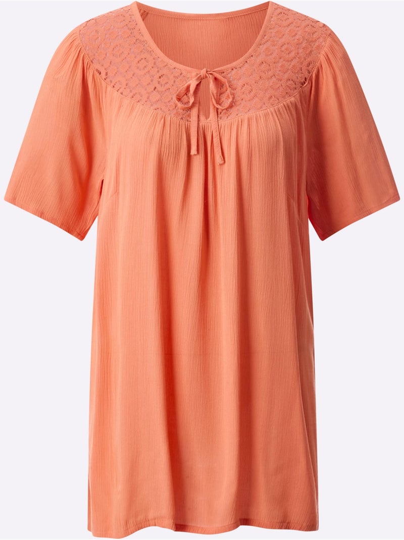Tunique en viscose avec col rond et manches raglan - Taille standard - Moda Vilona Orange - Kiabi