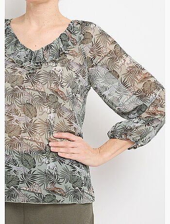 Tunique en voile imprimé animaux jungle - Afibel