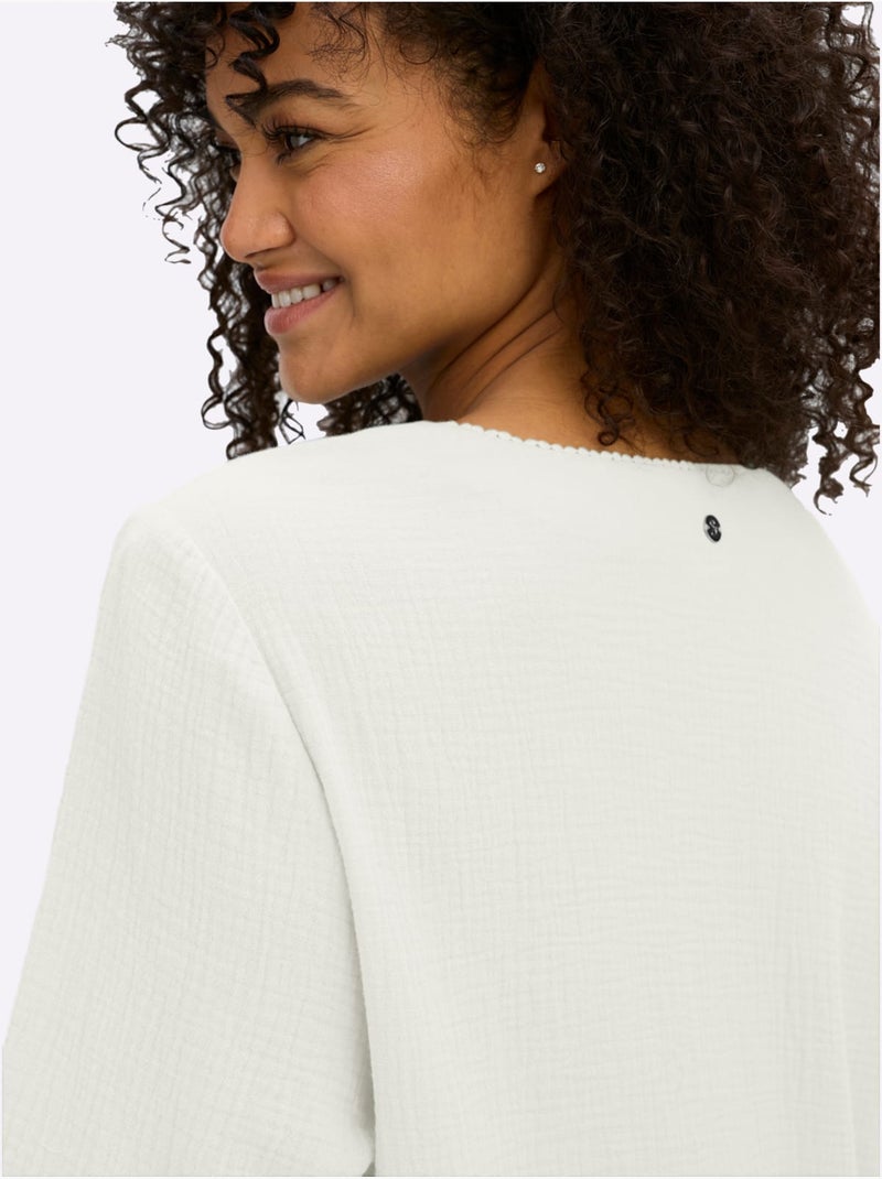 Tunique Encolure En V Affinante - Taille Standard - Sheego Ecru - Kiabi
