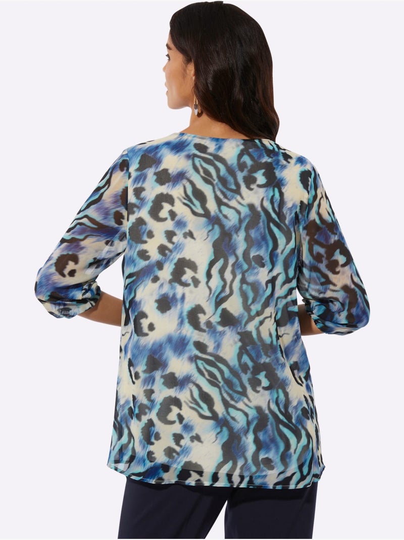 Tunique Entretien Facile - Taille Standard - Helline Blanc Bleu - Kiabi