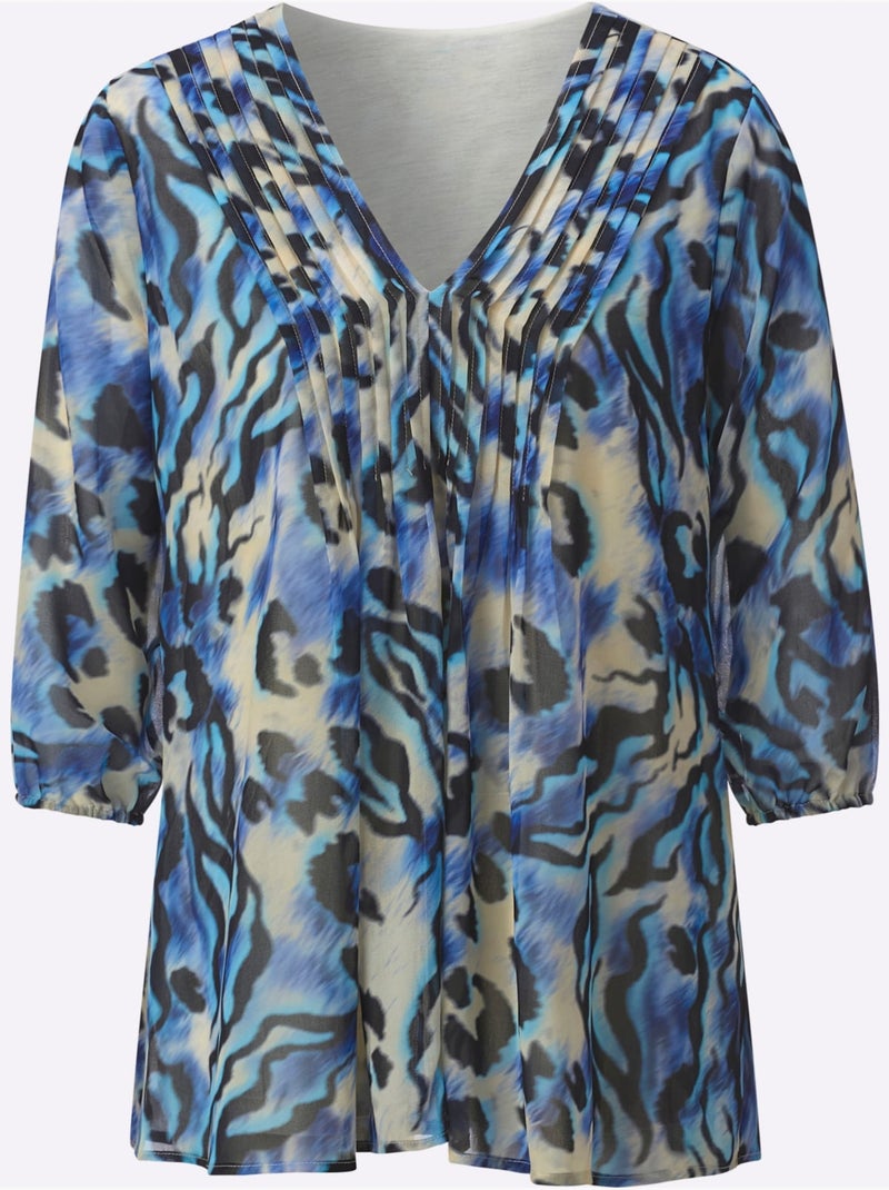 Tunique Entretien Facile - Taille Standard - Helline Blanc Bleu - Kiabi