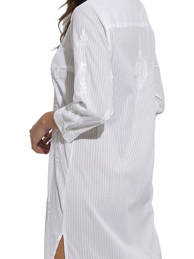 Robe Tunique Longue Blanche Pepe Jeans - Broderies Argentées - Taille S - Occasion Très Bon état