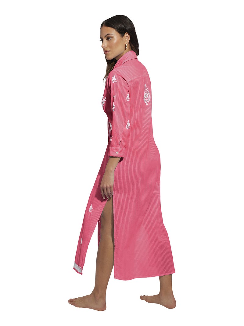 Tunique estivale longue brodée Complementos Orange corail - Kiabi