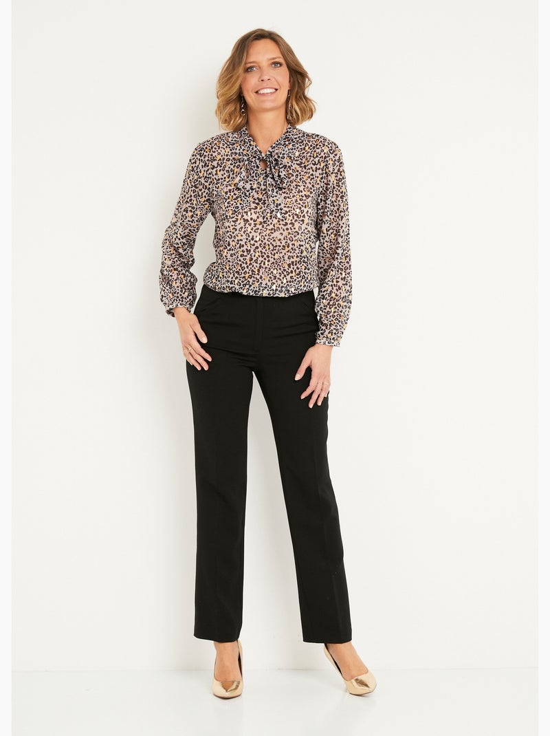 Tunique évasée voile imprimé léopard brillant Noir - Kiabi