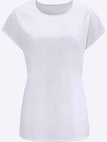 Tunique femme à col rond et mancherons avec ourlet arrondi - Taille standard - Moda Vilona