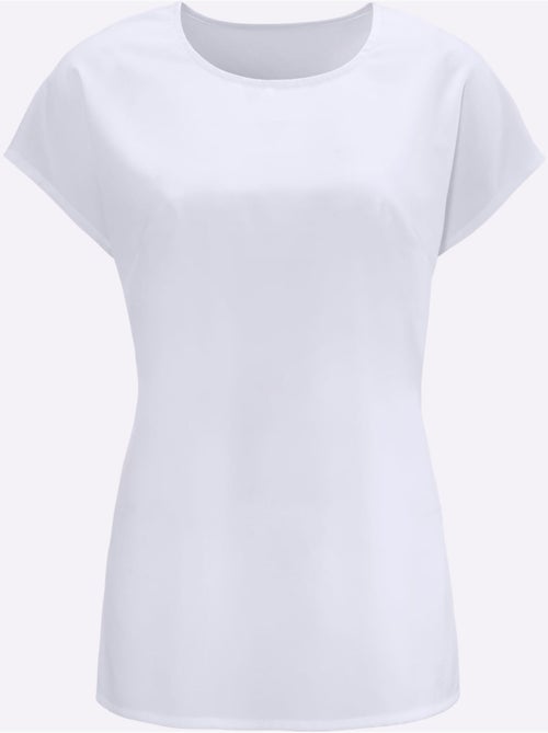 Tunique femme à col rond et mancherons avec ourlet arrondi - Taille standard - Moda Vilona - Kiabi Tunique femme à col rond et mancherons avec ourlet arrondi - Taille standard - Moda Vilona - Kiabi