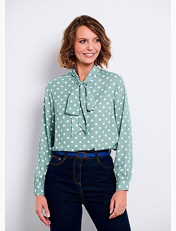 Tunique fluide col lavallière unie ou à pois - Afibel