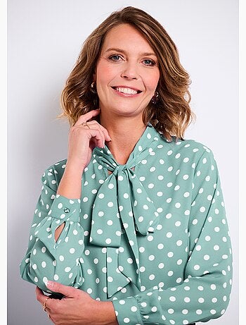 Tunique fluide col lavallière unie ou à pois - Afibel