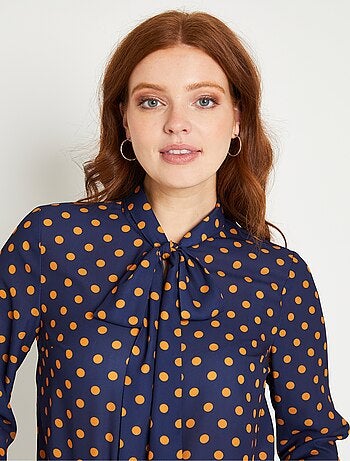 Tunique fluide col lavallière unie ou à pois - Afibel