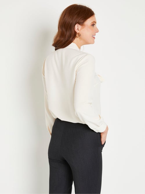 Tunique fluide col lavallière unie ou  à pois - Kiabi