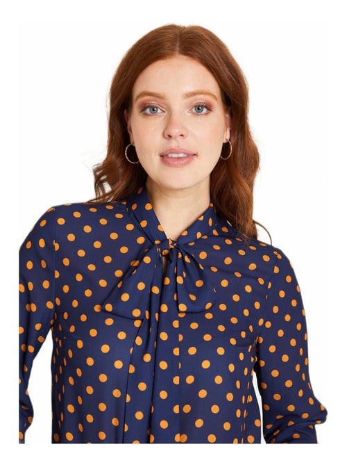 Tunique fluide col lavallière unie ou  à pois - Kiabi