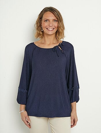 Tunique fluide, col rond avec liens